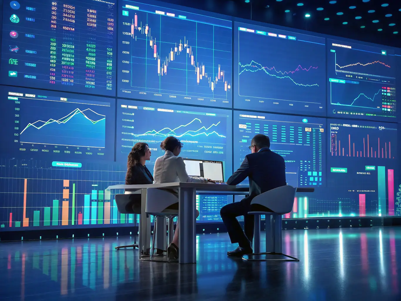 A financial analyst is meticulously reviewing currency exchange rates and investment structures on a multi-screen workstation, highlighting the process of hard currency structuring.